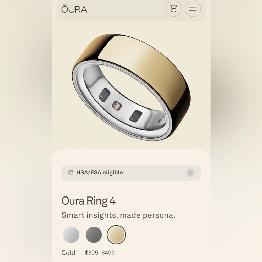 New Oura Ring 4 Gold (Size 9)
